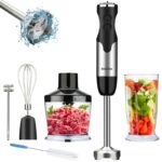 A blender with various ingredients and utensils.