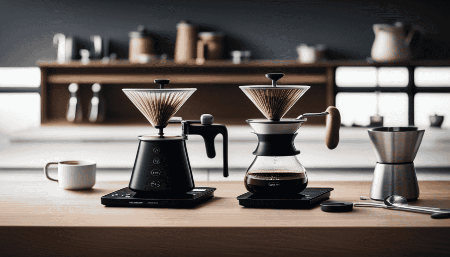 An image showcasing a Hario V60 Scale with a sleek, minimalist design
