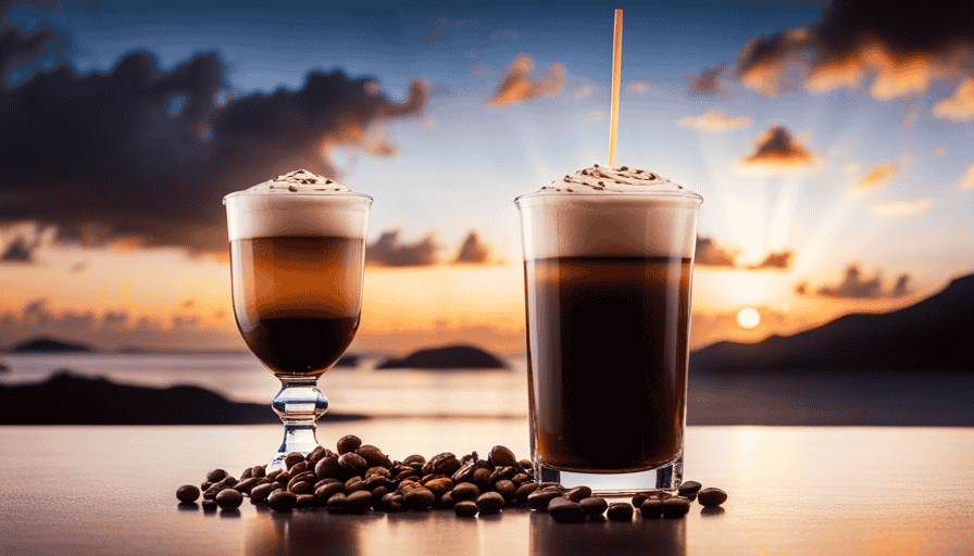 An image that captures the essence of Greek summer with a tall glass of Freddo Espresso