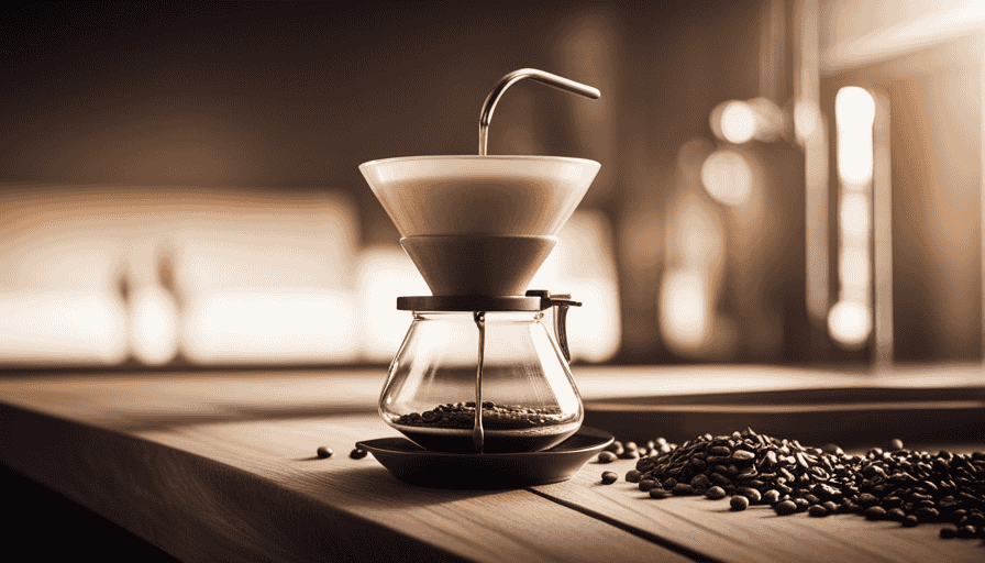 the essence of a morning ritual with an image showcasing the Bee House Dripper; a sleek, ceramic pour-over coffee maker