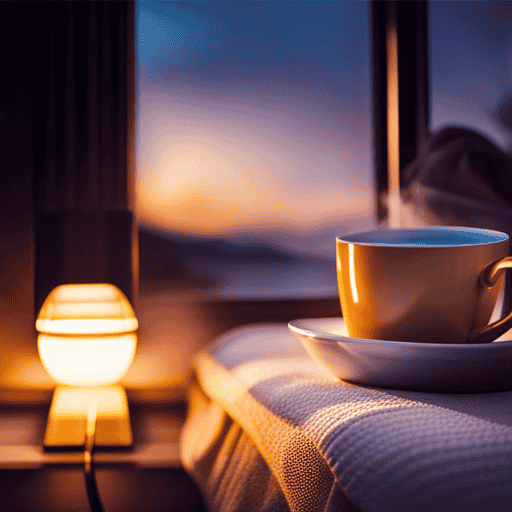 An image showcasing a serene bedroom scene at nightfall
