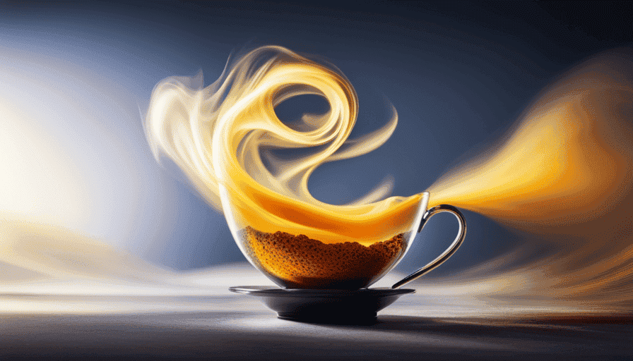 An image showcasing a vibrant yellow liquid swirling inside a transparent glass mug