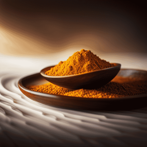 An image showcasing a vibrant blend of golden turmeric and warm cinnamon, gracefully swirling together