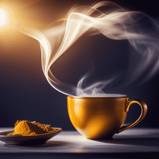 An image of a vibrant, steaming teacup filled with a golden-hued brew