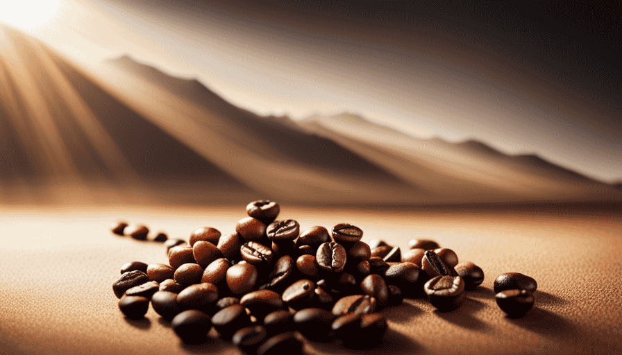 An image showcasing the rich, amber-hued Caturra coffee beans, glistening with a light sheen of oil