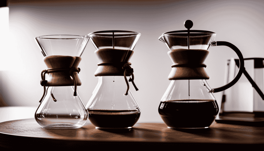 An image showcasing two contrasting coffee brewing methods