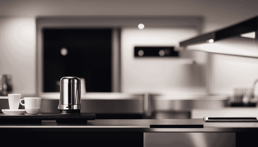 An image showcasing a sleek, modern kitchen countertop with a Quick Mill espresso machine as the centerpiece