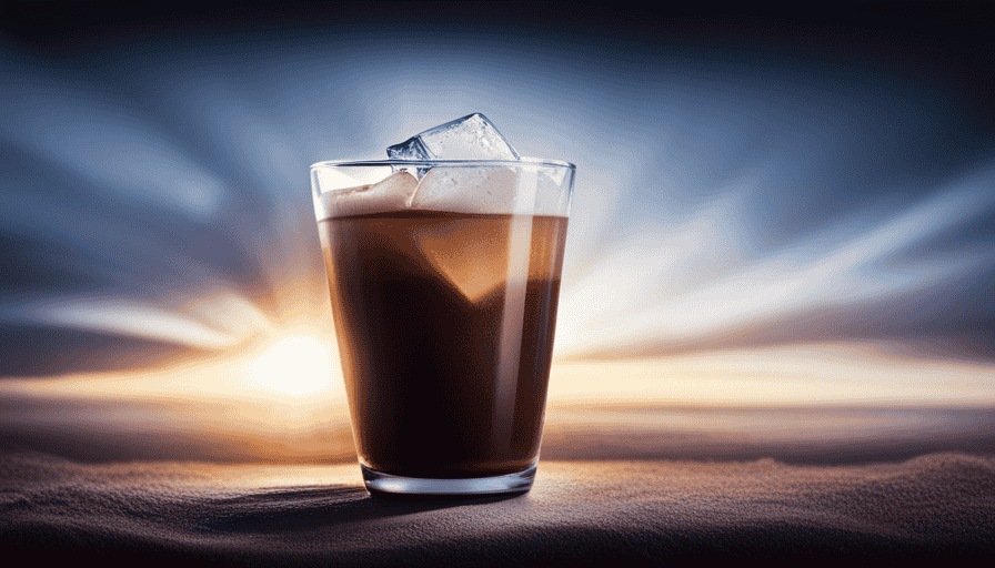 An image capturing a steaming mug of hot coffee and a sleek glass filled with ice cubes, both adorned with condensation