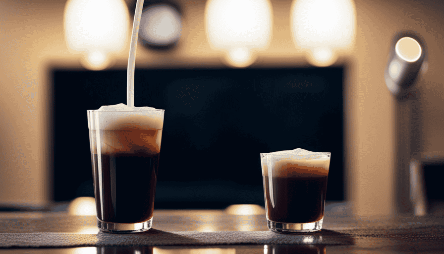 An image that showcases the contrasting essence of a steaming cup of freshly brewed cold brew and a tall glass of iced coffee, capturing the distinct color, texture, and temperature of each, enticing readers to explore the ultimate comparison