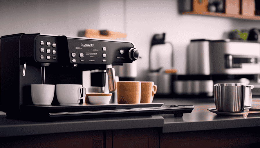 An image featuring a sleek, modern kitchen counter adorned with various Cuisinart coffee makers, showcasing their diverse styles and brewing options
