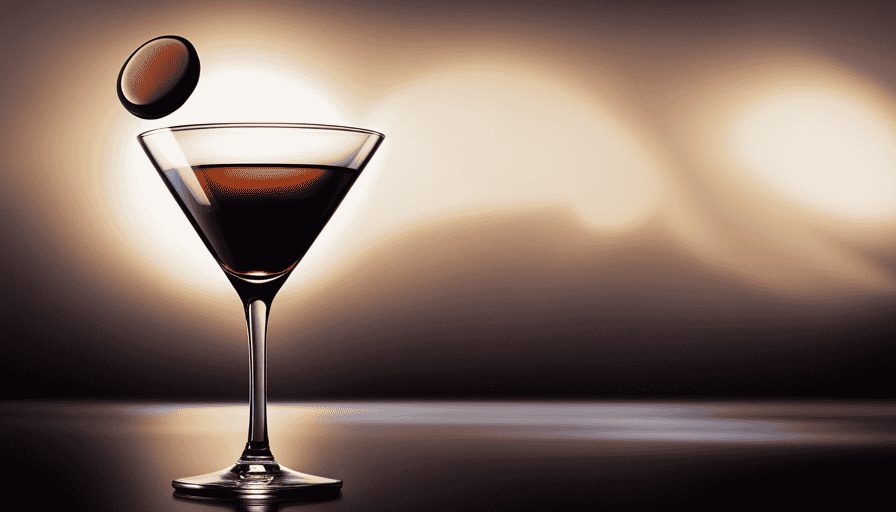 An image showcasing a sleek martini glass filled with a velvety, dark brown Cold Brew Martini