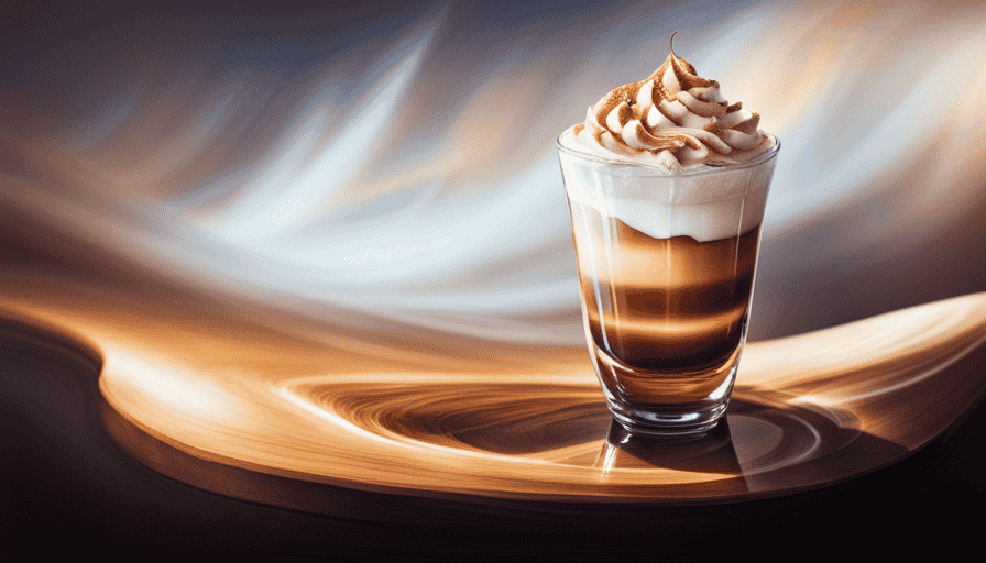 An image depicting a tall glass filled with creamy, caramel-colored cold brew coffee