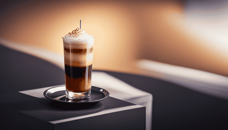 An image showcasing a tall glass filled with rich, creamy Salted Caramel Cream Cold Brew, beautifully layered with caramel drizzle and topped with a sprinkle of sea salt, inviting readers to explore its enticing flavor while providing vital nutrition information