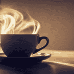 An image showcasing a steaming cup of blonde roast coffee, radiating a golden hue