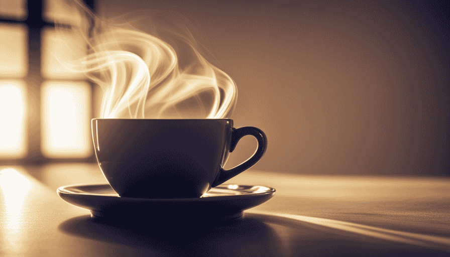 An image showcasing a steaming cup of blonde roast coffee, radiating a golden hue