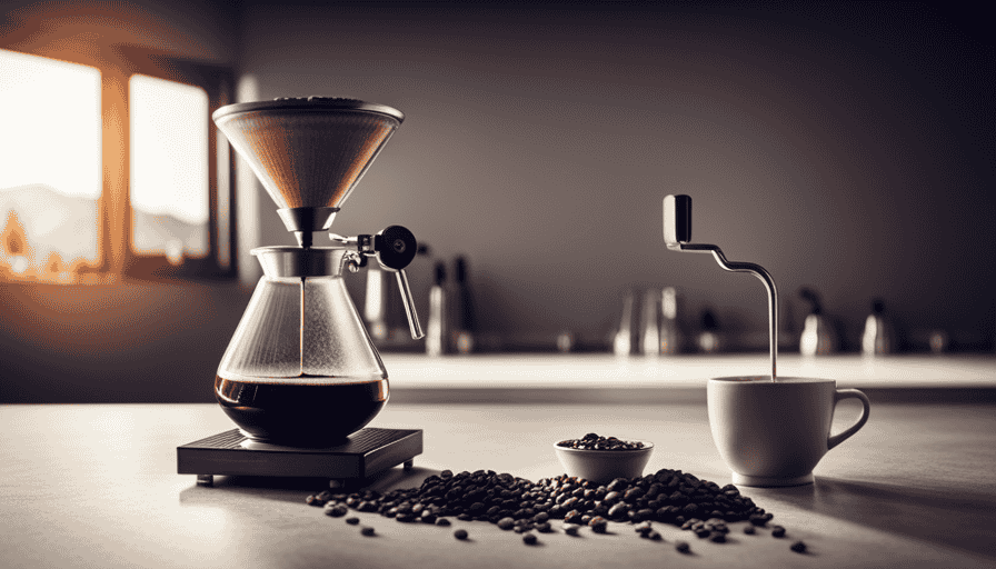 An image showcasing a sleek, minimalist coffee brewing setup