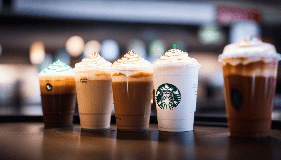 An image showcasing a vibrant array of Starbucks latte flavors