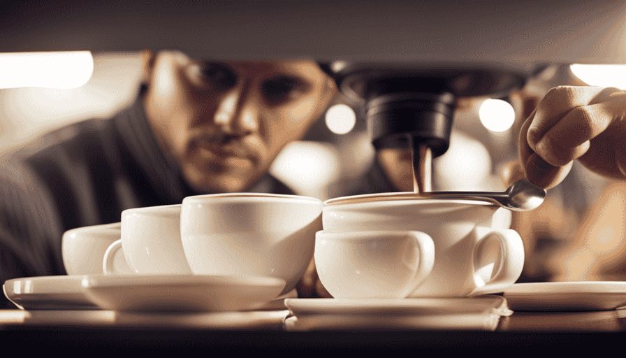 An image capturing the vibrant world of coffee: a skilled barista crafting latte art, surrounded by bustling competitors in a coffee competition, showcasing various techniques, while the profound impact of this beloved beverage permeates the atmosphere