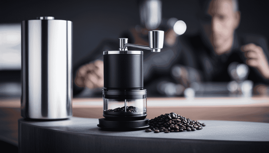 An image showcasing the Fellow Opus Grinder: A sleek, compact coffee grinder with a minimalist design