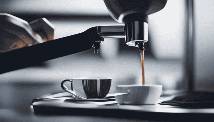 An image showcasing the sleek and compact Flair Espresso Maker, capturing its precision-engineered lever, polished stainless steel body, and a rich, aromatic espresso being poured into a demitasse cup
