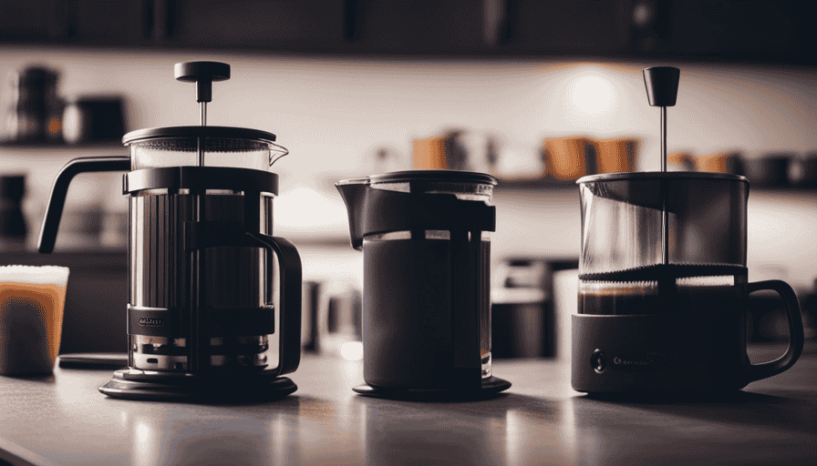 An image showcasing two contrasting brewing methods: a French press with its robust control over steeping time, and a drip coffee maker with adjustable settings for precise customization