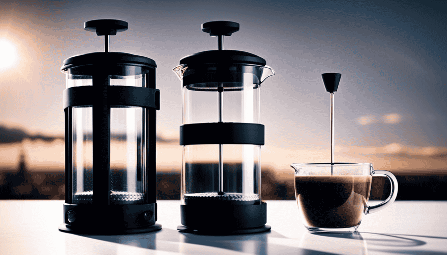 A captivating image showcasing a French press and a drip coffee maker side by side