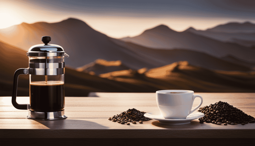 An image showing two coffee cups side by side, one filled with rich, bold coffee brewed with a French press, showcasing its deep and full-bodied flavor; the other filled with smooth, clean coffee brewed with a drip method, highlighting its delicate and nuanced taste