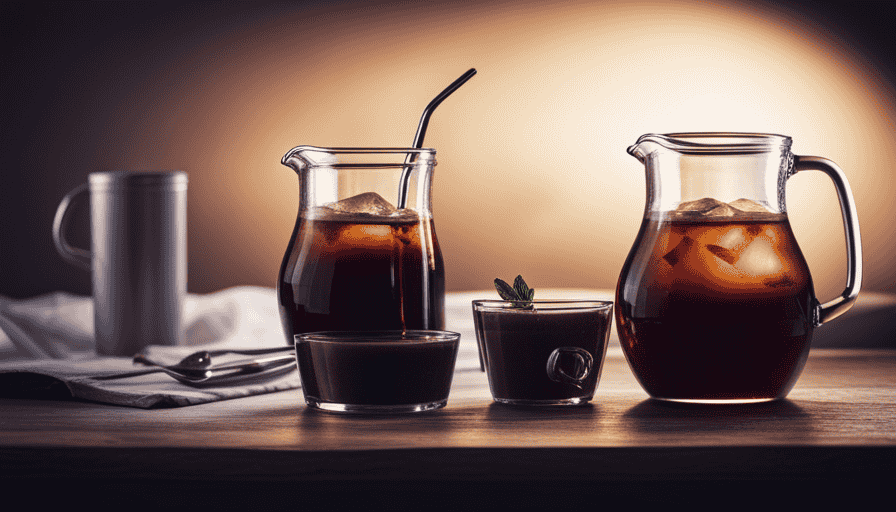 An image depicting a glass pitcher filled with cold brew coffee, condensation forming on the sides, beside a calendar with crossed-out dates