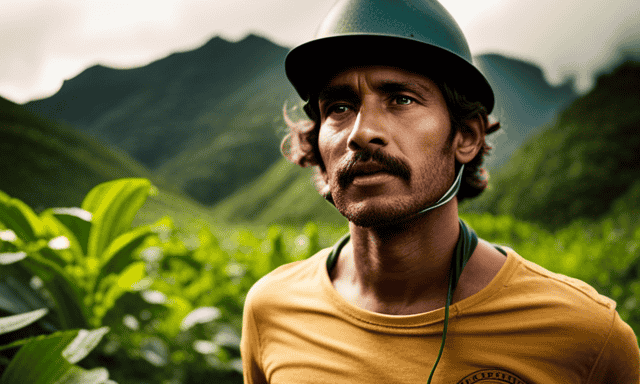 An image showcasing the journey of Guayaki Yerba Mate Tea from the lush rainforests of South America to a steaming cup, capturing the sustainable farming practices, traditional harvesting methods, and the vibrant culture surrounding its production