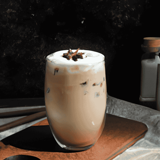 An image showcasing a glass filled to the brim with velvety homemade iced cappuccino, adorned with a frothy layer of milk and topped with a sprinkle of cocoa powder, inviting readers to indulge in this Starbucks-inspired delight
