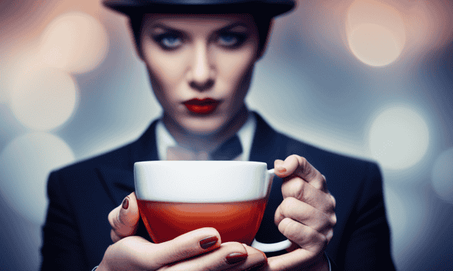 An image showcasing a person holding a cup of warm rooibos tea