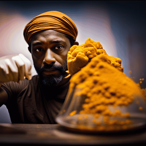 An image showcasing the step-by-step process of extracting turmeric from roots