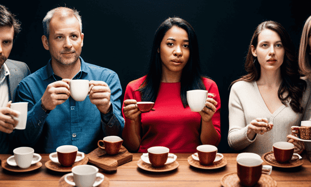 An image of a diverse group of people from various cultures holding cups of rooibos tea