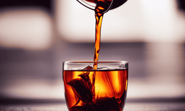 An image showcasing a vibrant red-rooibos tea being poured into a transparent glass, visually capturing the essence of its impact on the bladder