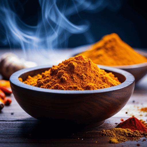 An image depicting a vibrant, golden-hued bowl filled with freshly chopped turmeric root, surrounded by a scattering of loose, colorful spices, evoking curiosity and inviting exploration into the impact of turmeric on bowel movements