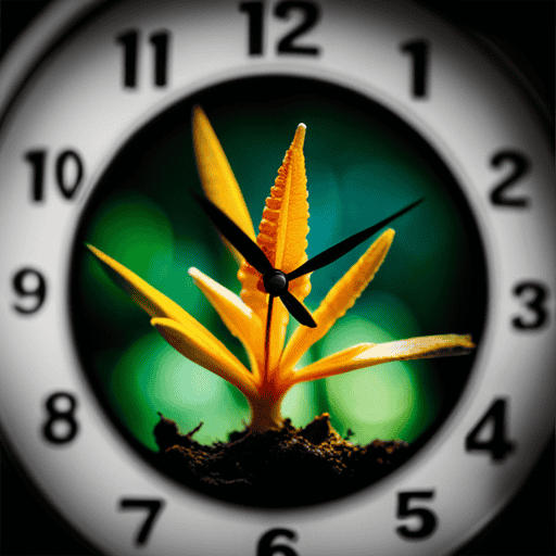 An image of a vibrant, blooming turmeric plant surrounded by a clock with its hands moving swiftly, symbolizing the passage of time