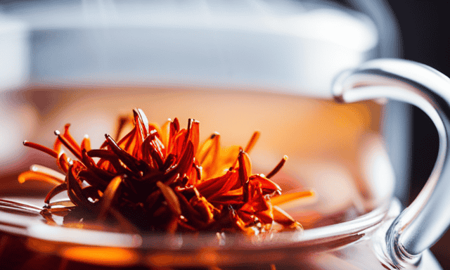 the vibrant hues of a steeping rooibos tea in a clear glass teapot