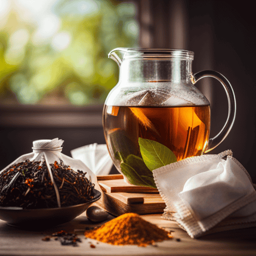 An image featuring a large glass pitcher filled with 2 gallons of steaming, aromatic herbal tea