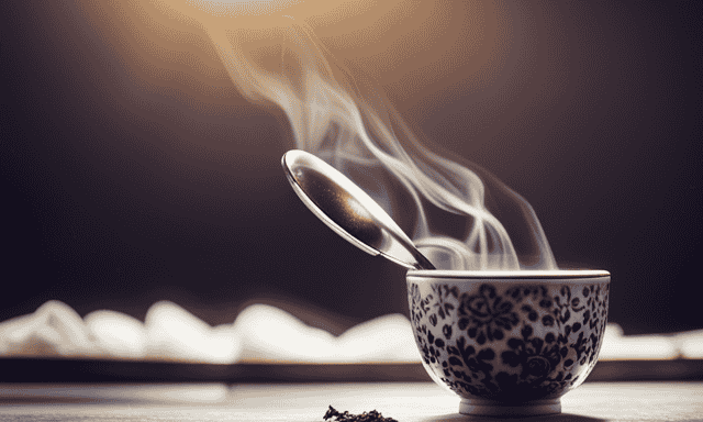 An image showcasing a steaming cup of oolong tea, perfectly brewed