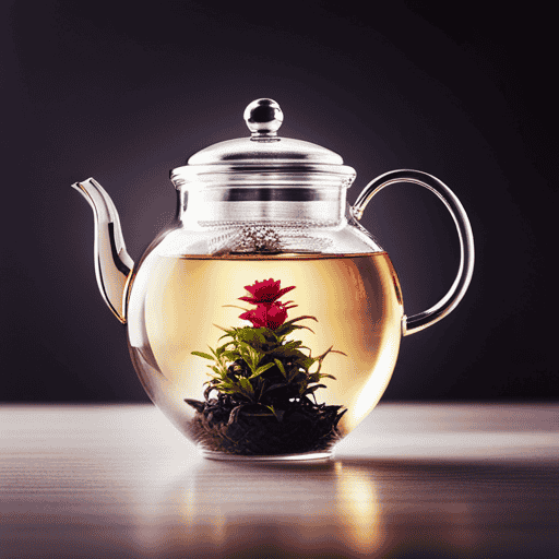 An image capturing the essence of a teapot filled with fragrant herbal tea leaves, immersed in hot water, illustrating the process of multiple steepings