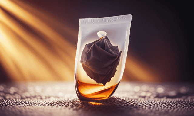 An image featuring an opened oolong tea bag, revealing its rich amber blend