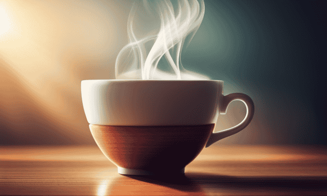 An image showcasing a pristine white teacup filled halfway with rich amber-hued oolong tea, steam gently rising from its surface