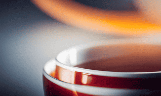 An image showcasing a vibrant cup of Rooibos tea, emitting a warm amber hue