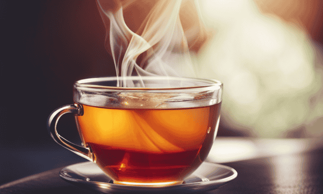 An image showcasing a steaming cup of oolong tea filled to the brim with delicate, golden-hued liquid