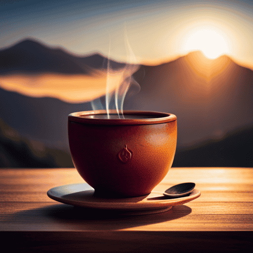 An image depicting a vibrant cup of Yogi Tea, brimming with aromatic herbs and spices