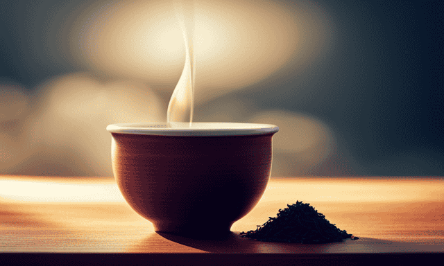 An image showcasing a ceramic teacup filled with precisely measured loose leaf oolong tea, displaying the ideal quantity for one cup