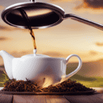 An image showcasing a serene teapot pouring a perfectly brewed cup of oolong tea, surrounded by an assortment of vibrant tea leaves, emphasizing the optimal quantity for maximum health benefits