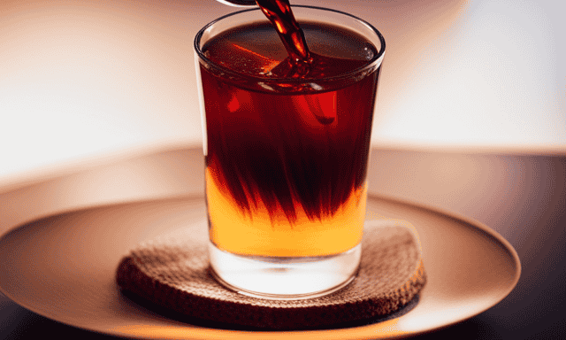 An image showcasing a vibrant cup of rooibos tea, poured into a clear glass