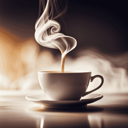 An image showcasing a steaming cup of herbal tea, swirling with delicate tendrils of steam