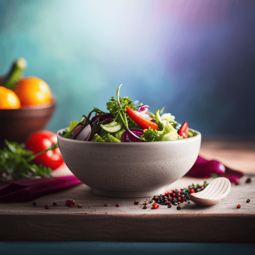 An image showcasing a vibrant salad bowl filled with fresh leafy greens, colorful vegetables, and a sprinkle of finely ground chicory root powder, inviting readers to discover unique ways to incorporate this healthy ingredient into their diet